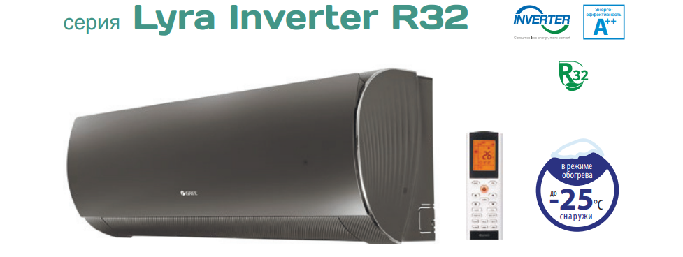 Сплит-системы Gree серии Lyra Black Inverter R32