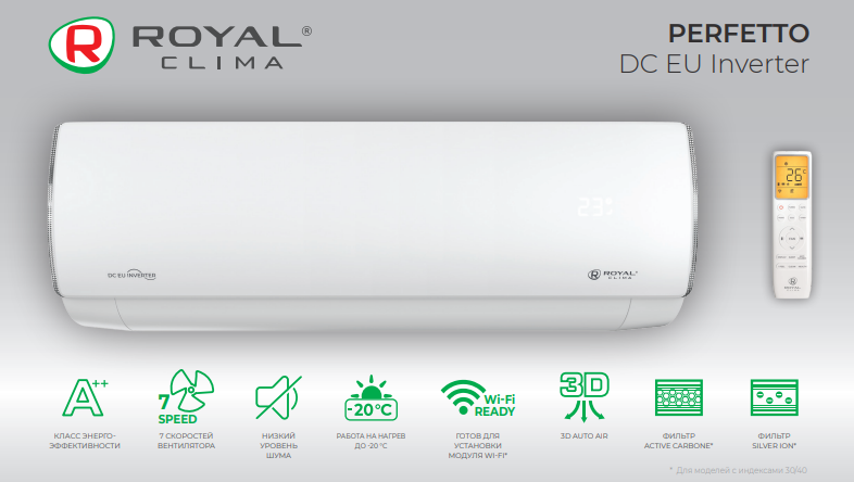 Функции и режимы сплит-систем серии Royal Clima PERFETTO DC EU Inverter