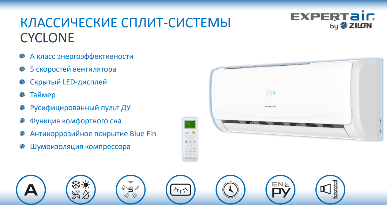 Функции и режимы сплит-систем EXPERTAIR CYCLONE