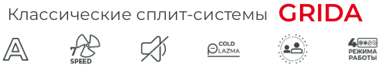 Функции и режимы сплит-систем Royal Clima серии GRIDA