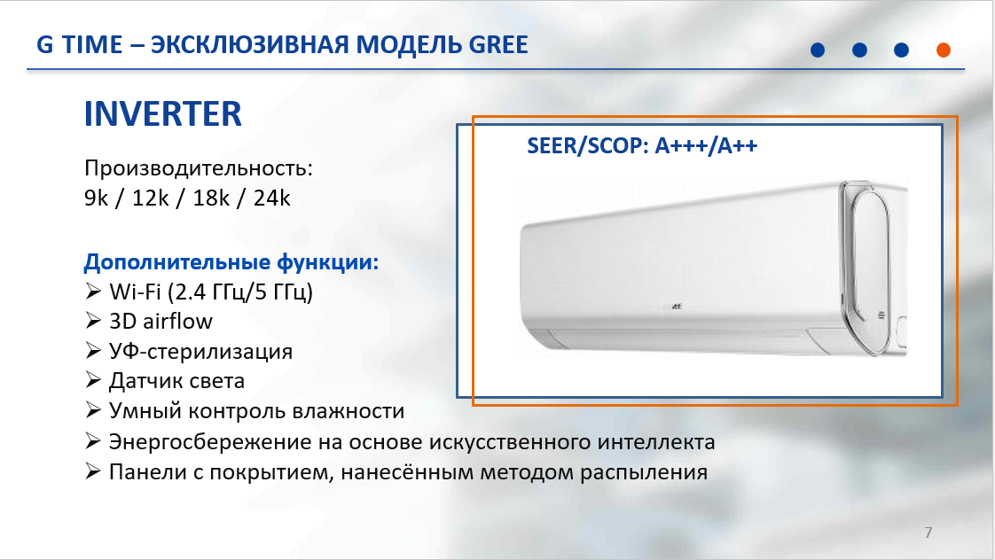 Функции кондиционера Gree G Time Inverter