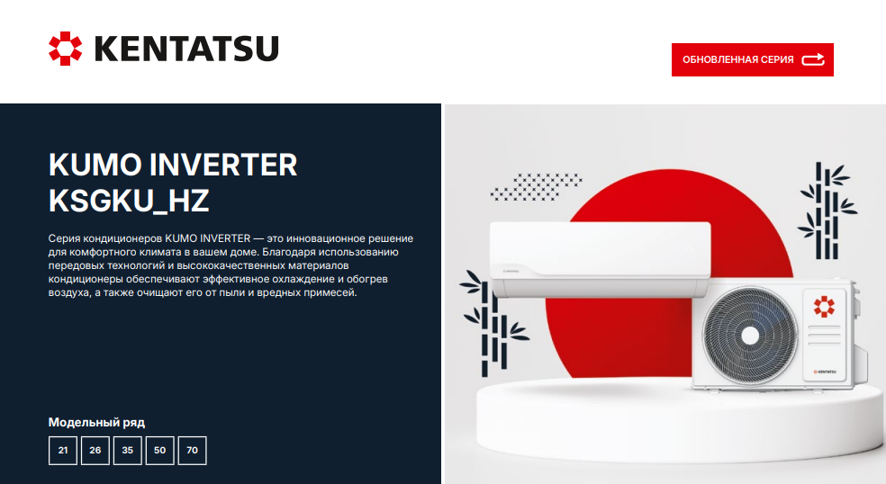 Кондиционеры Kentatsu серии Kumo Inverter