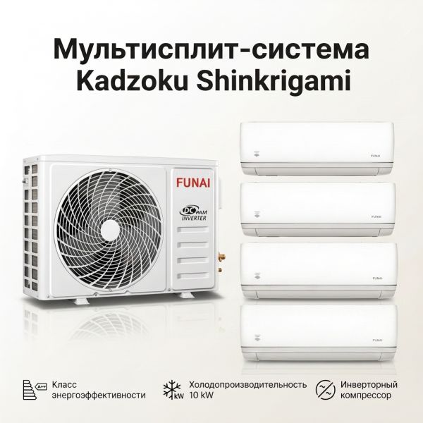 Мультисплит-системы Funai RAM-I-KD30HP.W02/S × 4 шт. + RAM-I-4KG105HP.02/U 